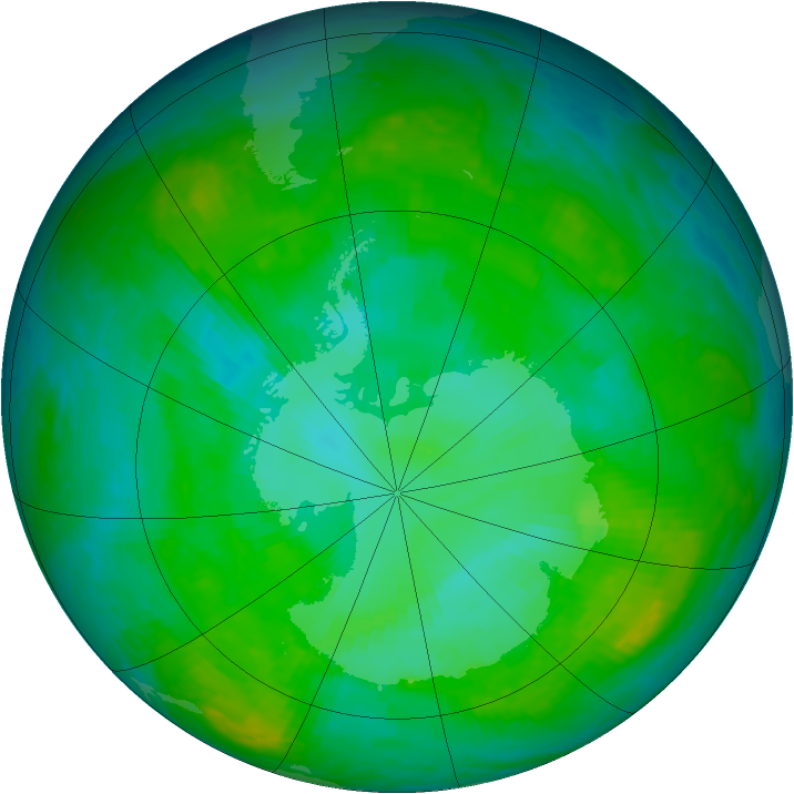 Antarctic ozone map for 25 December 2002